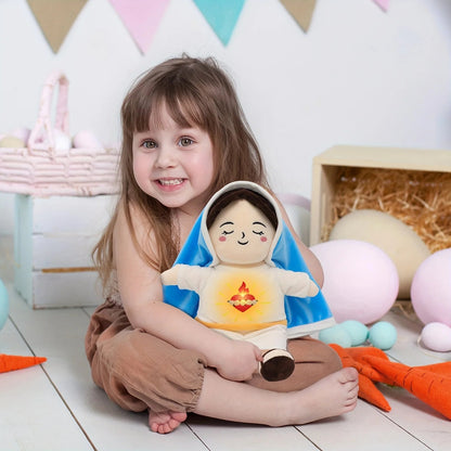 Peluche de la Virgen María que respira